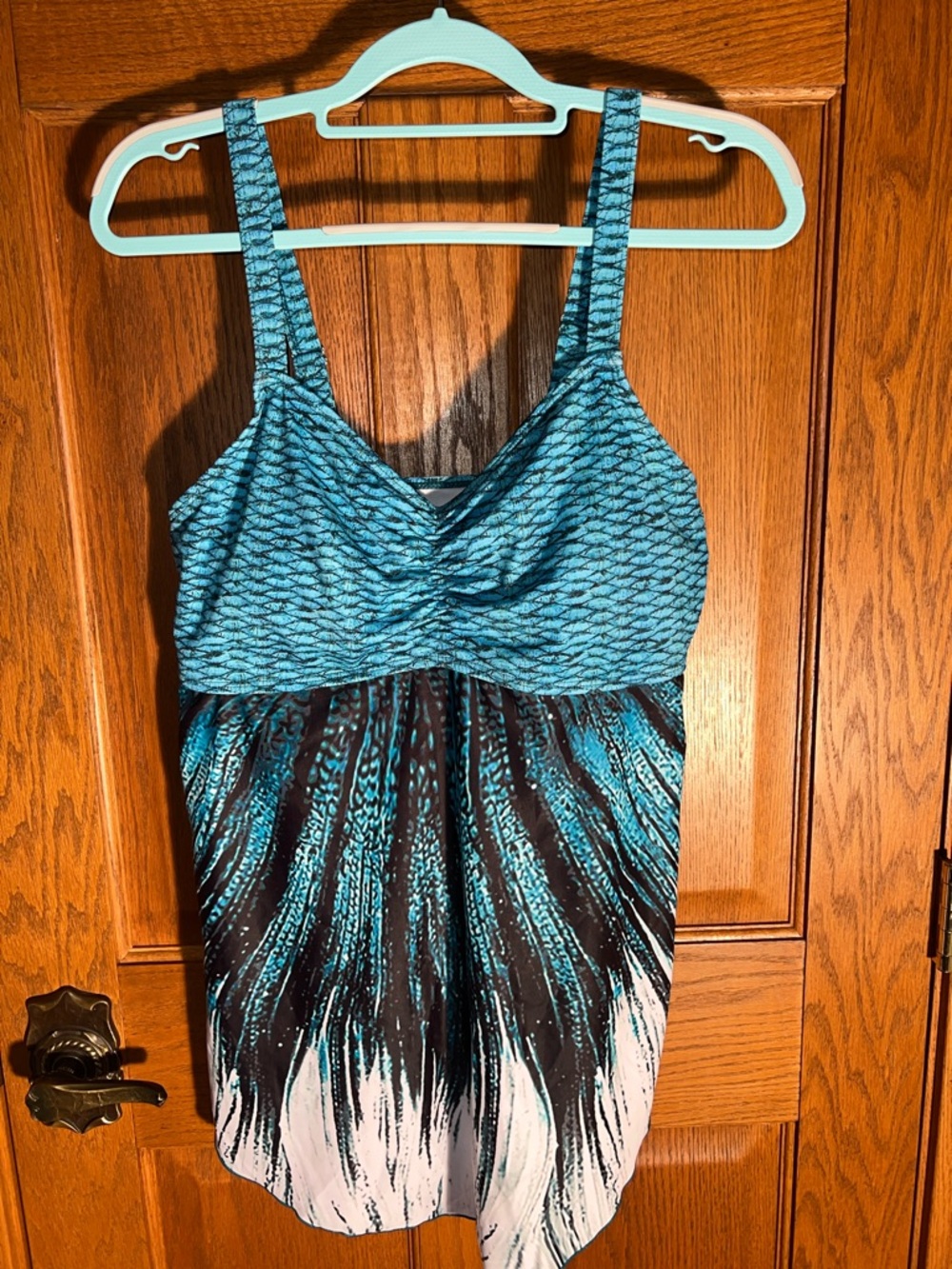 Teal and Black Patterned swim tank